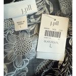 J Jill NWT Sz LG Black White Tropical Floral HiLo Popover Blouse Ruffle Peasant Photo 7