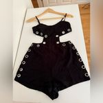 LF  Black Cutout Romper with Silver Grommets Photo 3