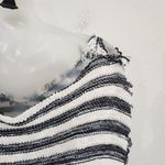 Free People Spells Trouble Stripe Pullover Sweater 3/4 Sleeve Ivory Black Small Photo 7