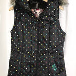 Burton  Dryride Puffer Vest M Black Multi Faux Fur Hooded Quilted Snow Ski Core Photo 0