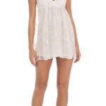 Lucy in the Sky Floral Embroidered Babydoll Dress in White Photo 0