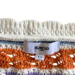 Suncoo Panaca Multicolor Striped Knit Puff Sleeve Crewneck Sweater Size Small White Photo 2