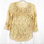 Sundance  Moon Flowers Lace Mesh Top: Champagne Photo 0