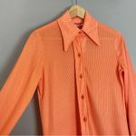Vintage 70s Blouse Bright Orange Women's Square‎ Buttons Dagger Collar Shirt Top Photo 7