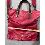 Fossil  Explorer‎ Tote Dark Pink Leather Foldover Crossbody Purse Photo 9