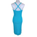 525 America  S Turquoise Knit Bodycon Dress Sleeveless Stretch Textured Summer Photo 2