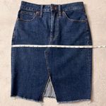 Madewell Women's Raw Hem Front Slit Denim Skirt Blue Stretch Midi Size 27 Photo 5