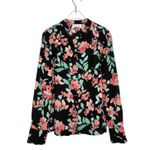 Calvin Klein Floral Button Down Blouse Chic Professional Collared Colorful Small Photo 1