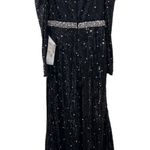 Mac Duggal NEW V Neck Sequin & Rhinestone Embellished High Slit Maxi Gown Black Photo 8