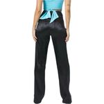 LIONESS Black Satin Pants Floral Jacquard XS Split Leg Photo 3