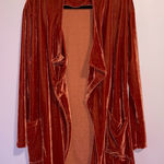 Amaryllis Burnt Orange Velvet Cardigan L Open Front Longline Whimsigoth Boho Red Size L Photo 0