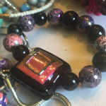 Lot of 10 Multi Color Purple Glass Beaded CZ Rhinestone Boho Stretchy Bracelets Photo 6