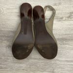 Jessica Simpson Tan Snakeskin Slingback Open Toe 5" Woodgrain Heels Size 8B/38 Photo 4