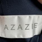 Azazie  Floral Fit & Flare Dress Lace Illusion Chiffon Sweetheart Navy Medium Photo 4