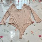 Banana Republic beige ribbed slim fit round neck bodysuit long sleeve size XL Photo 4