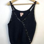 Vintage 90s Pronto Moda Fuzzy Angora Sequin Black Sweater Tank Top Holidays L Size L Photo 0