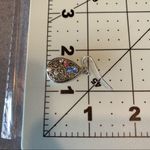 Silver Teardrop Shaped Dangly Earrings w/ Rhinestones Photo 4