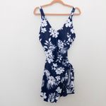 Tempt Me Womens Swim Dress Size L Navy Floral One Piece Tropical Tummy Control Photo 1