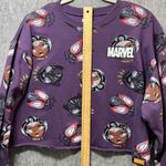 Marvel Black Panther All Over Print Cropped Sweatshirt Pullover Purple Graphic L Photo 4