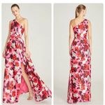 Theia Zibeline NEW floral One Shoulder Gown size 8 Pink Photo 1
