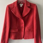 Ann Taylor Loft 6P 100% Wool Blazer Red Textured Preppy Career Notch Heritage Photo 0