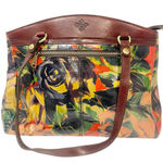 Patricia Nash Patricia‎ Nash Italian Vegetable Tan Leather Winter Bloom Poppy Satchel Bag Photo 0
