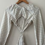 Petal and Pup  Beige Cut Out Gingham Dress 100% Cotton Mini Puff Sleeves Size 4 Photo 9