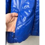 Juicy Couture Lucy Electric Blue Shiny Puffer Jacket Hooded Lightweight Quilted Coat S Photo 7