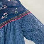 Free People  Hearts and Colors Blue Floral Striped Oversized Top Size XS Photo 9