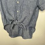 CP Shades  Womens Minimalist Linen Button-Up Tie Front Shirt Small Photo 4