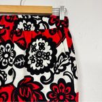 Boden White Black Red Floral Print Pull On Mini Skirt Womens 4L Mod Casual Size 4 Photo 2