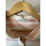 Alice + Olivia Finely Cropped Button Down Shirt L Pink White Stripe Boxy Womens Photo 2