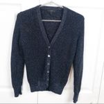 J.Crew Size XS Metallic Blue Silver Ribbed V Neck Button Front Cardigan Photo 2