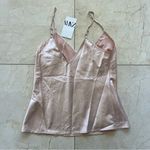 ZARA NWT $20 Light Pink Silky Blouse Tank Sz Small Photo 3