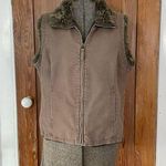 Tribal Reversible Faux Fur & Denim Vest in Chocolate Brown Photo 0