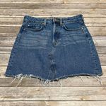 H&M Medium Wash Distressed Denim Skirt 8 Button Fly Minor Whiskering H And M Photo 2