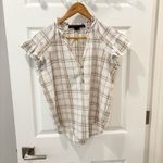 Veronica Beard Veronica‎ Beard Milly Plaid Flutter Sleeve Shirt size Medium in Multi Photo 12