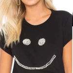 Lauren Moshi Pearl Smiley Face Tee Shirt T-Shirt Short Sleeve Black Size Small Photo 0