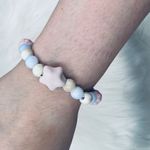 Ceramic Pastel beaded Stretch Bracelet w/ Pink Ceramic Star Bead Photo 6