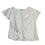 Madewell Flutter Sleeve Linen Ivory Blouse Button Front Size 10 Photo 1
