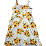Source Unknown Women's Sunflower Print Spaghetti Strap Mini‎ Dress Size L Summer Casual Photo 0