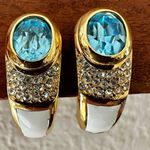 Vintage Christian Dior Blue Glass & White Enamel Clip Photo 0