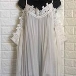 Pleated crochet cold shoulder tunic or mini dress Women’s Size S Small White Photo 0