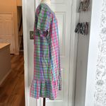 Vintage Neon plaid ruffle trim house dress Pink Size L Photo 8