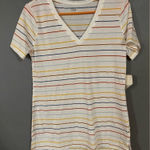 a.n.a  Short Sleeve Stripped V Neck Shirt Size Small Photo 0