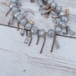 Dusky Grey Blue Stretch Bracelet with Dangles Photo 4