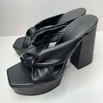 Open Edit Platform Sandals Size 8.5 Black Square Open Toe Knotted Heels Photo 0