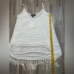 White Fringe Hem Women's Top, Size Small Photo 5