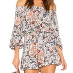 Free People  Women’s Size M Gray Floral Pretty & Free Off The Shoulder Romper Photo 3