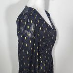 Maggy London  Black and Gold Chiffon Dress NWT Size 0 Long Sleeve Metallic Gold Photo 3